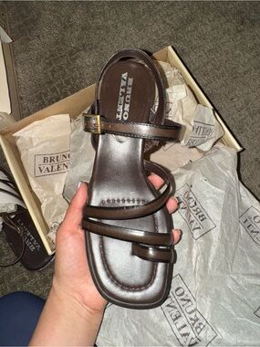 Bruno Valenti Dark Brown Leather Multi‑Strap Sandal